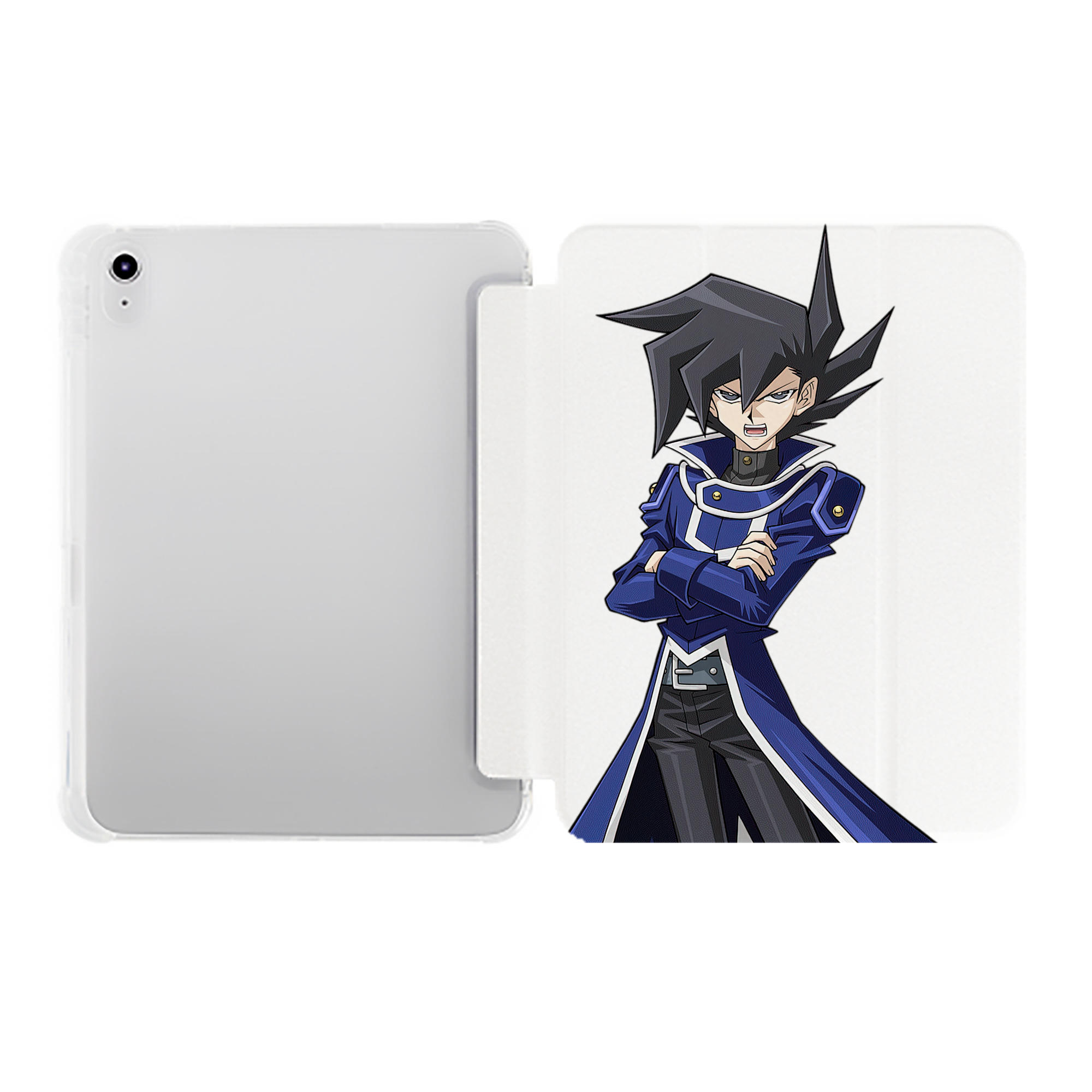 （画像用） 遊☆戯☆王 Yu-Gi-Oh! IPad ケース ペン収納付き 三つ折りスタンド PUレザー×シリコン 対応機種9.5/10.5/10.9インチ